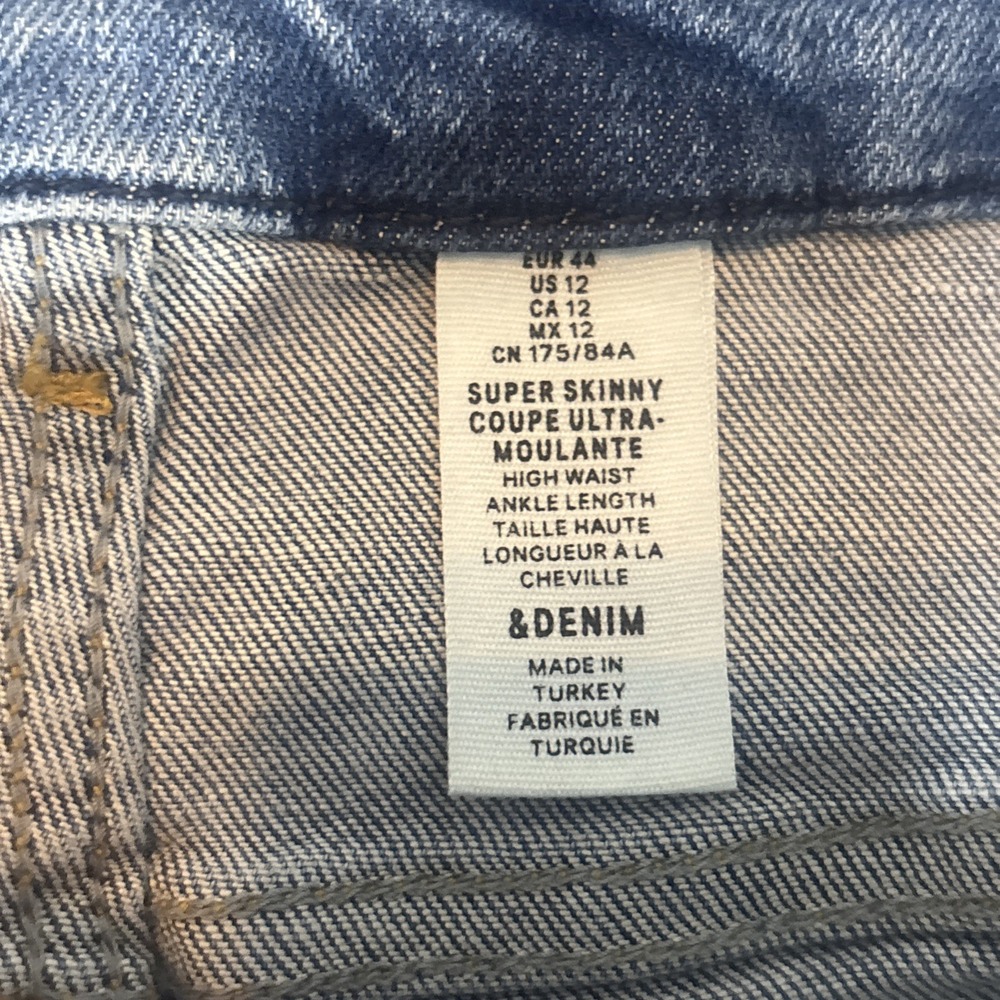 H&M Super Skinny Jeans Size 12 Womens Medium Wash Blue High Waist - Picture 6 of 6